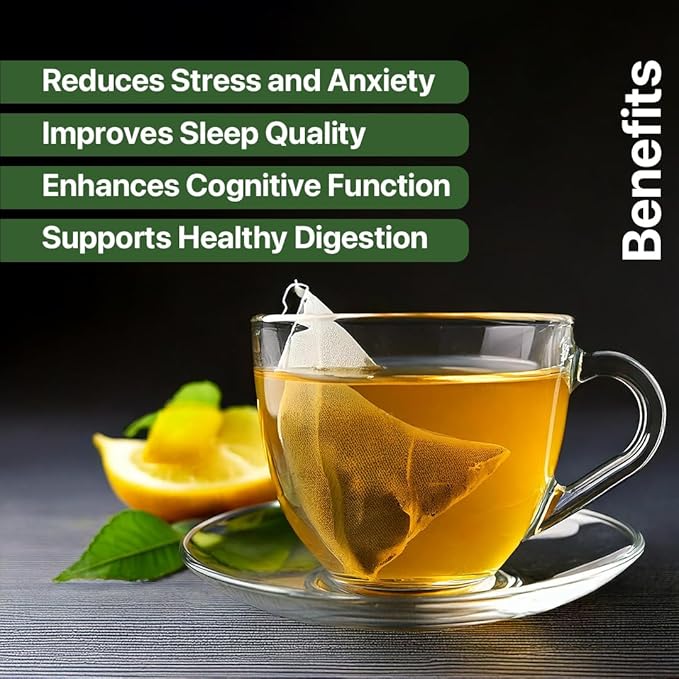 BLUE TEA - Lemon Balm Tea - 10 Count - Plant Based Tea Bag | RELIEVES STRESS - IMPROVES DIGESTION | Reduces Bloating | Refreshing Citrus Flavour - Leaf Based - Caffeine Free | Ziplock Pouch