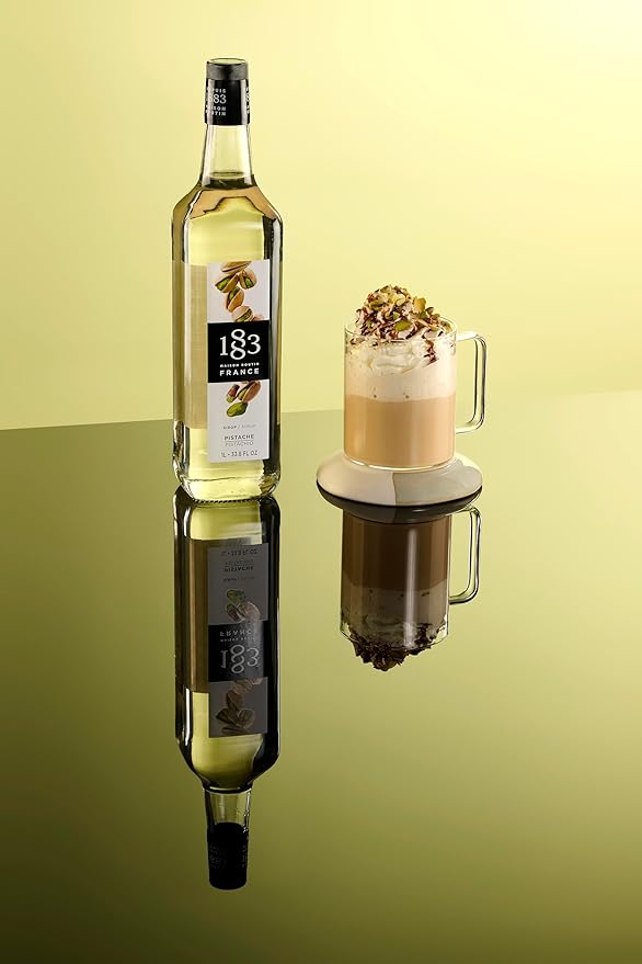 1883 Pistachio Syrup for Drinks – Premium French Flavoring Syrup, Made in France, 1 Liter Plastic Bottle – Perfect for Coffee, Lattes, Cocktails, and Desserts