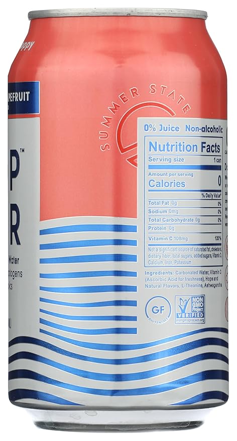 HOP WTR Sparkling Hop Water, Ruby Red Grapefruit 12 Pack, Sugar Free, Low Carb Non Alcoholic Drinks, NA Beer, Adaptogen Drink, No Calories, Adaptogens & Nootropics for Added Benefits, 12 oz Cans