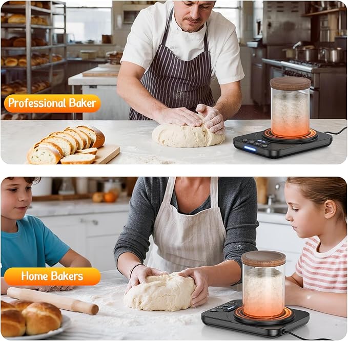 Sourdough Starter Warmer – Precise 1°F Thermostat (70–110°F), Warming Mat with 24H Timer & Auto On/Off Memory, Ideal for Bread Fermentation & Yogurt