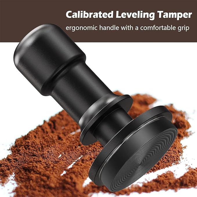 PUSEE 53mm Espresso Coffee Tamper,Premium Calibrated Espresso Tamper 30lb Coffee Tamper with Spring Loaded,Titanium Ripple Plating Base Ground Tamper for Barista Home Coffee Espresso Accessories