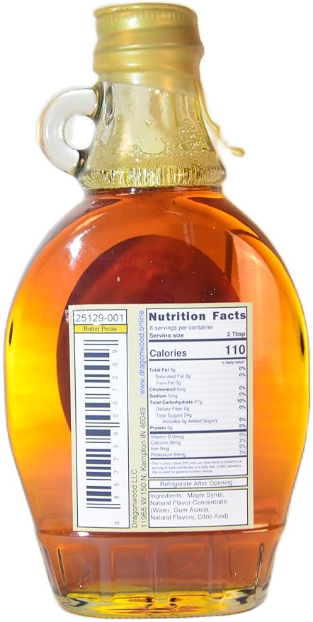 Dragonwood Flavored Maple Syrup (8 Fluid Ounces, Butter Pecan)