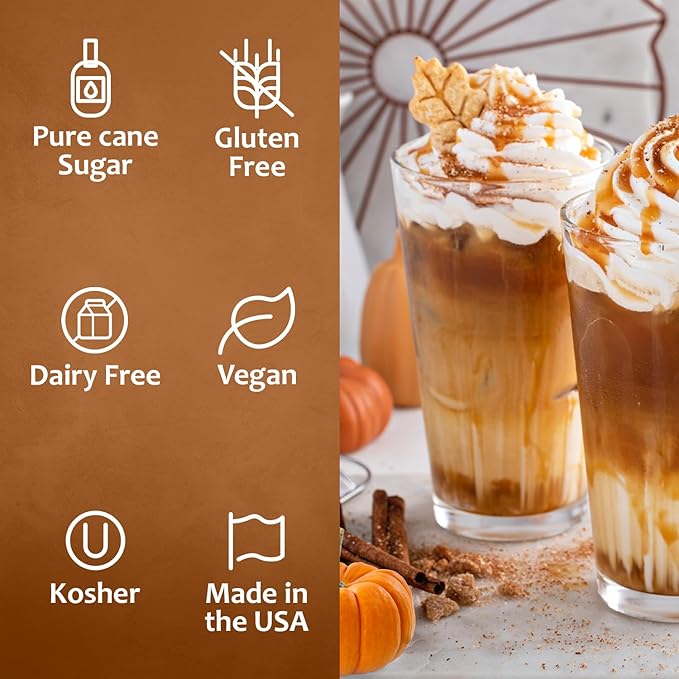 Syruvia Pumpkin Spice Syrup for Coffee 25.4 Ounces Pumpkin Spice Flavored Coffee Syrup