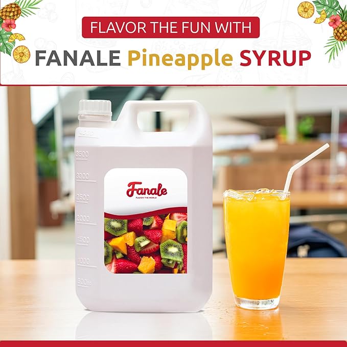 Fanale Premium Flavoring Concentrated Syrup for Bubble Tea 11 lb | Pineapple Flavor Syrup | for Boba Tea, Smoothies, Slushes, Desserts | 11lb | SRP100