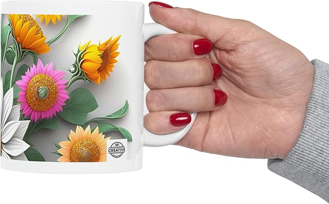 11 OZ Novelty Coffee Mugs - Christmas Gift (3-D Flower)