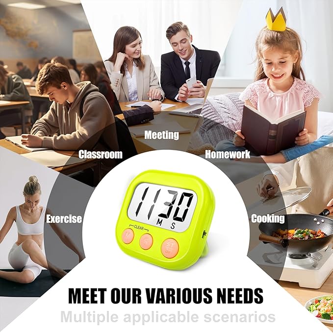 2 Pack Kitchen Timers Loud Ring Digital Timers for Cooking Magnetic Green