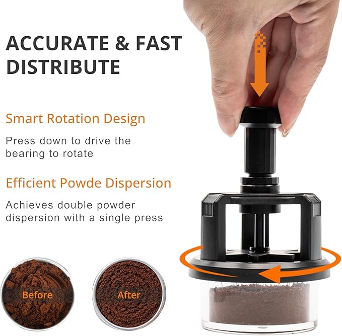 WDT Tool Espresso 53mm, 9 Needle Espresso Stirrer Distribution Tool for Barista, Adjustable Depth Espresso Needle Distributor with Magnetic Base (53mm)