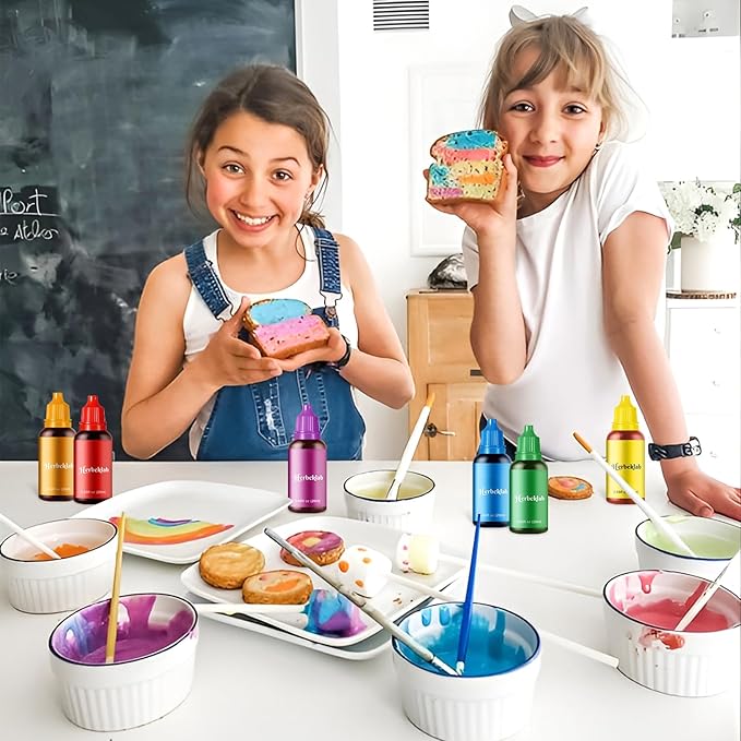 Herbeklab Food Coloring Liquid Food Dye Water Based Food Color 10 Colors x 20 ml Liquid Food Coloring Set Concentrated Slime Dye Pigments Soap Colorants Easter Egg Dyestuffs for Domestic Use