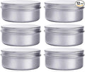6 Ounce Aluminum Cans 180 mL Screw Lid Metal Storage Tins Containers for Storing Spices, Candies, Lip Balm, Candles, 12 Pcs.