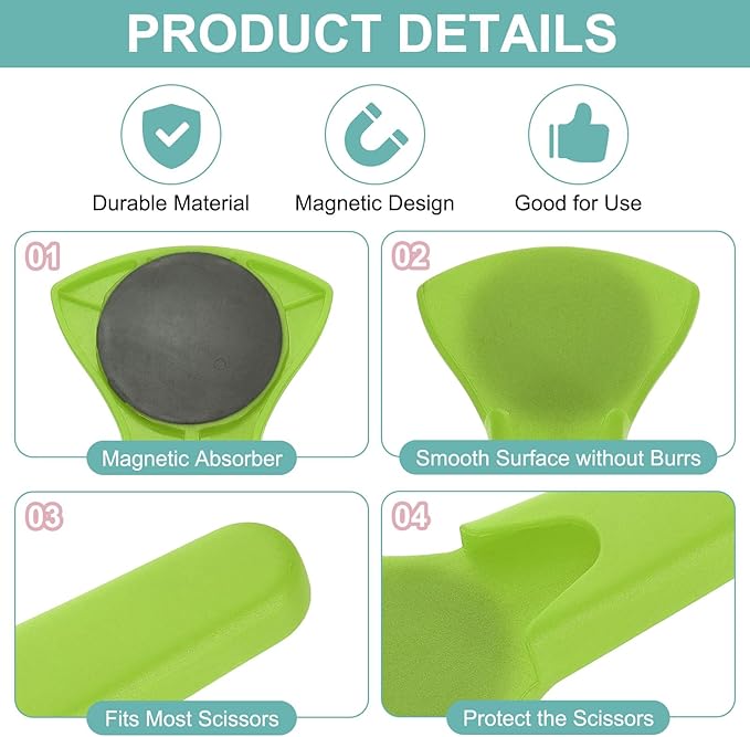 uxcell 2 Pcs Magnetic Scissor Holder, 7.48" x 3.46" Plastic Scissors Cover Durable Waterproof Protector Portable with Round Magnetic Absorber for Kitchen Shears, Green