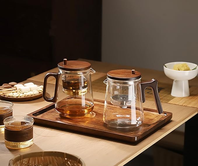 Glass Teapot with Removable Infuser, Loose Leaf Tea Brewing (Half circle shaped handle)