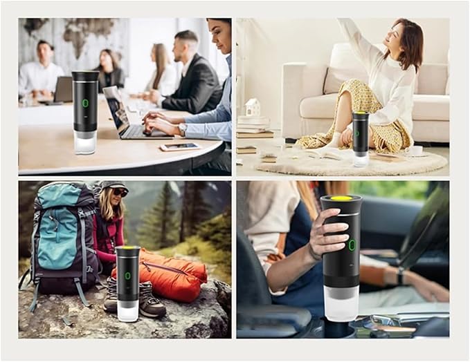 Esprova Portable Espresso Machine, Portable Electric Coffee Maker for Travel Camping, 3-in-1 Self-Heating Espresso Maker, Compatible with Ground Coffee and Capsules, Compact Lightweight (White)