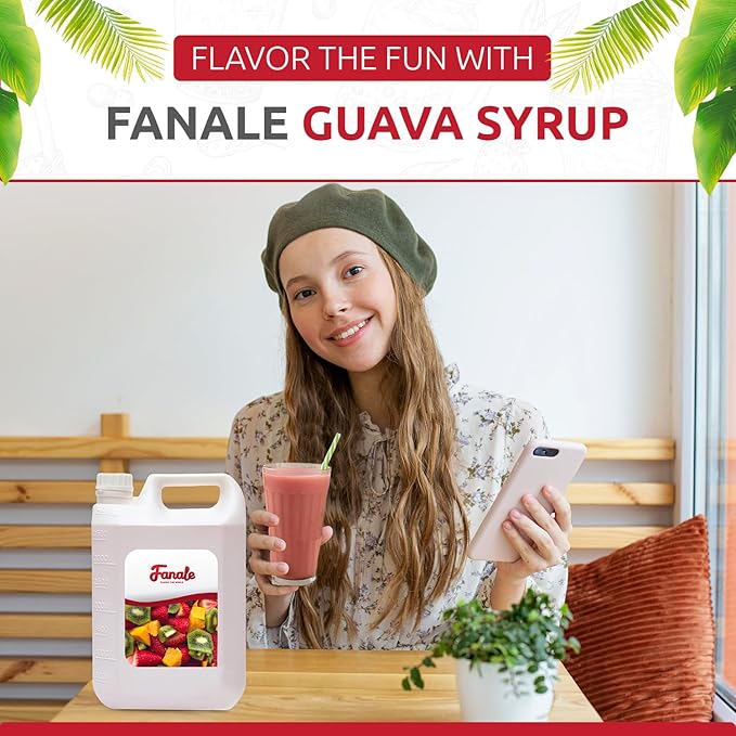 Fanale Premium Flavoring Concentrated Syrup for Bubble Tea 11 lb | Guava Flavor Syrup | for Boba Tea, Smoothies, Slushes, Desserts | 11lb | Pack of 4 | SRP210-CS