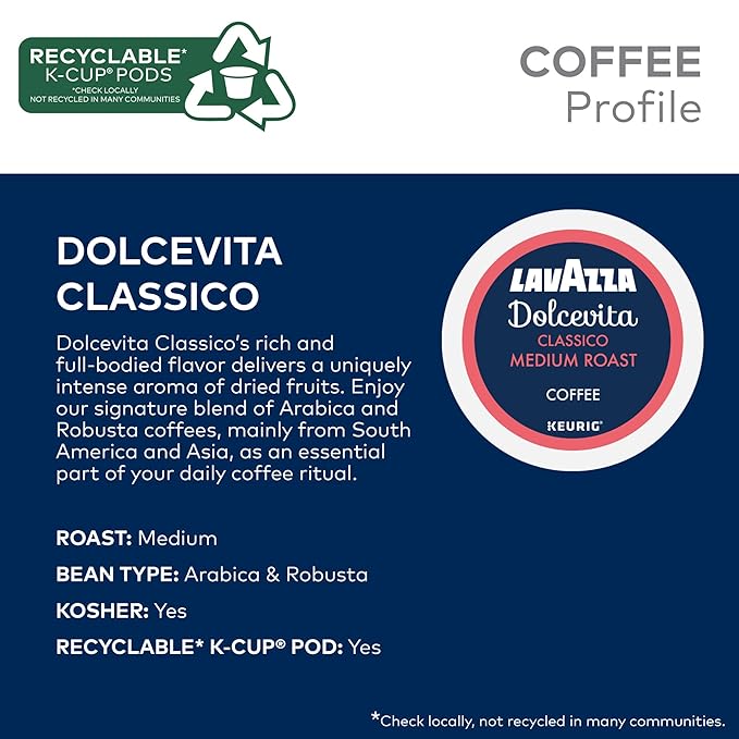 Lavazza Favorites Collection Variety Pack, Single Serve Keurig® K-Cup® Pods, Light and Medium Roast Coffees, 64-Count Box