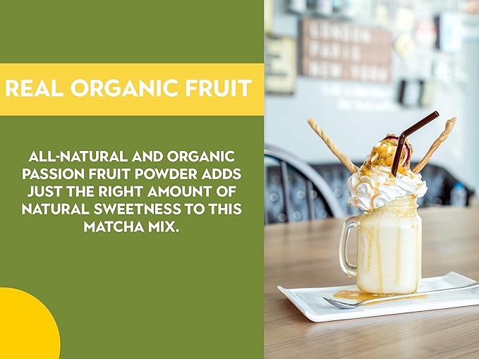 Ancient Roots Passion Fruit Matcha Mix – Organic Green Tea Powder for Lattes, Smoothies, & Baking Matcha Powder, Antioxident 100% Natural, Vegan, Gluten-Free (3.5 OZ, Passion Fruit)
