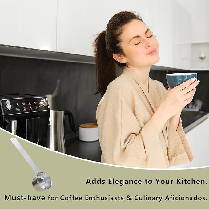 2PCS 2 Tablespoon(2tbsp, 30ml, 1/8cup) Coffee Scoop, Long Handle Measuring Spoon, Stainless Steel Scooper