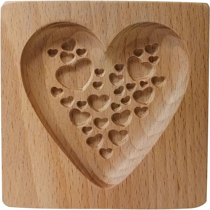 Wooden Cookie Biscuit Mold, 3D Baking Mold, Embossing Craft Decorating Baking Tool, Suitable for Halloween Thanksgiving Christmas Kitchen DIY (Love D 10 * 10 * 2)