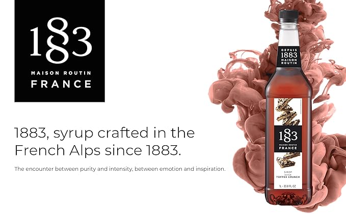 1883 Toffee Crunch Syrup for Drinks, Made in France, 1 Liter Plastic Bottle