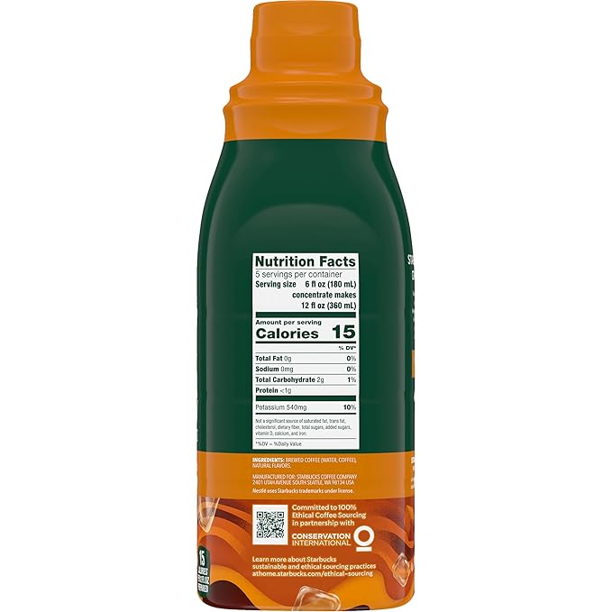 Starbucks Cold Brew Coffee Concentrate, Caramel Dolce, 100% Arabica, Multi-Serve Bottle (32 Fl Oz)