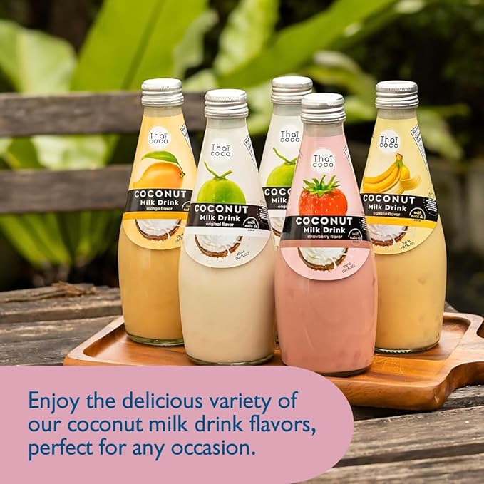 Thai Coco - Strawberry Coconut Milk Drink with Nata De Coco - 9.8 fl. oz. 4 Pk