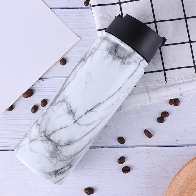 Tea Infuser Bottle With Removable Loose Leaf 18/8 Stainless Steel Insulated Travel Tea Strainer Tumbler tea drinkers gifts for women(White Marble)