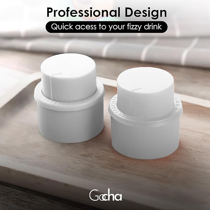 GOCHA | 2 PCS Vacuum Soda Bottle Stopper | Silicone Fizz Keeper | Carbonation Preserver for Soft Drinks & Beverages | Universal Leak-Proof Bottle Cap | (White)