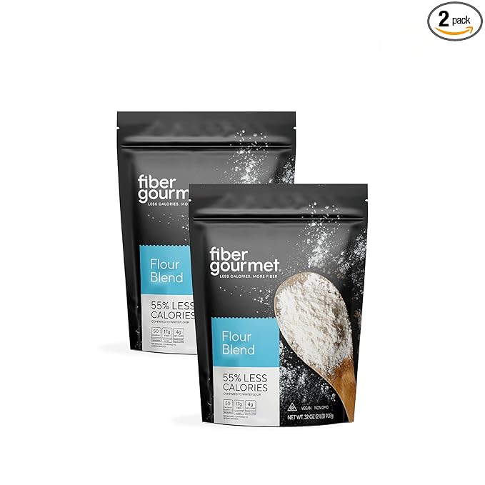 Fiber Gourmet Low Net Carb Flour Blend - Keto Friendly All-Purpose Baking Flour with 55% Fewer Calories, 81% Fewer Net Carbs, 17g Fiber, Non-GMO Vegan - 32 Ounce (pack of 2)