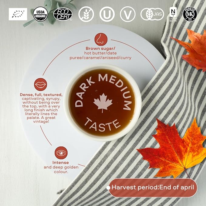 Escuminac Organic Canadian Maple Syrup – Great Harvest, Medium Rich Taste, 33.8 fl oz Family Size Bottle – 100% Pure, Grade A, Single Origin from Quebec