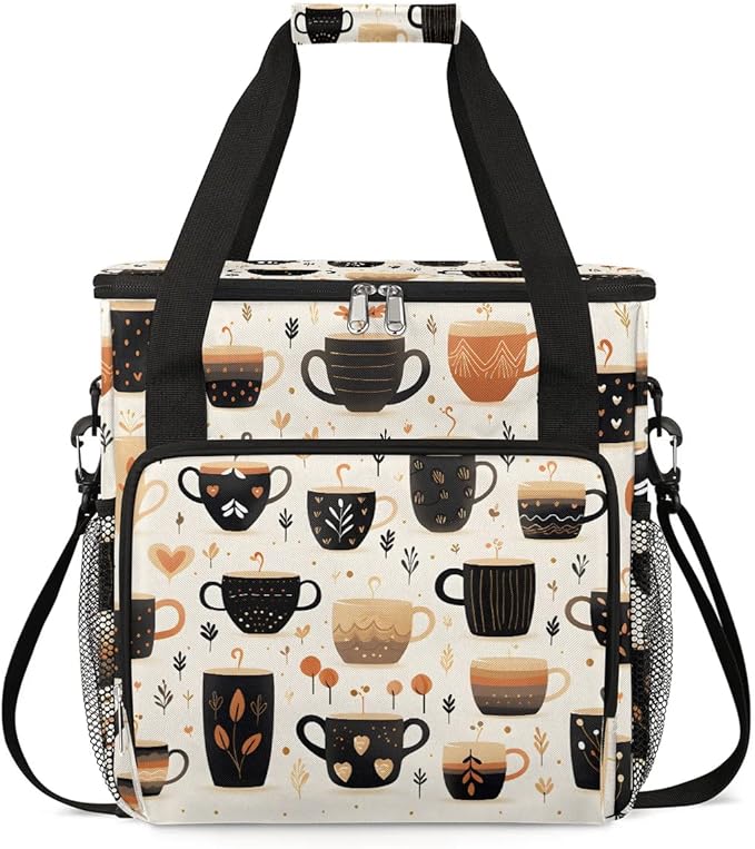 Coffee Maker Travel Bag Compatible with Keurig K-Mini or K-Mini Plus, Single Serve Coffee Brewer Carrying Case with Multiple Pockets for K-Cup Pods, Storage Bag With Shoulder Strap(Bag Only)