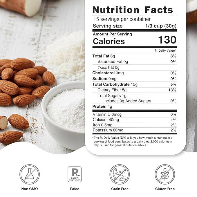 Quay Naturals Paleo Baking Flour, 16 oz (Pack of 1) - Gluten Free, Non GMO, Vegan, Paleo Friendly