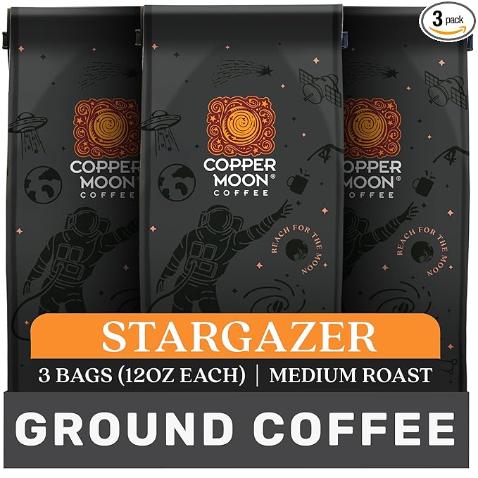 Copper Moon Ground Coffee, Stargazer Blend, Medium Roast, 3 Bags (12 oz. Each)