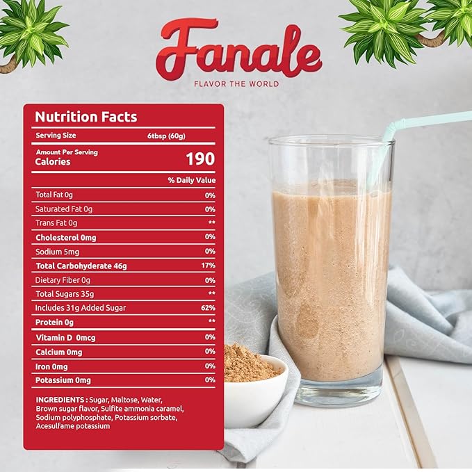 Fanale Premium Flavoring Concentrated Syrup for Bubble Tea 11 lb | Brown Sugar Flavor Syrup | for Boba Tea, Smoothies, Slushes, Desserts | 11lb | Pack of 4 | SRP240-CS