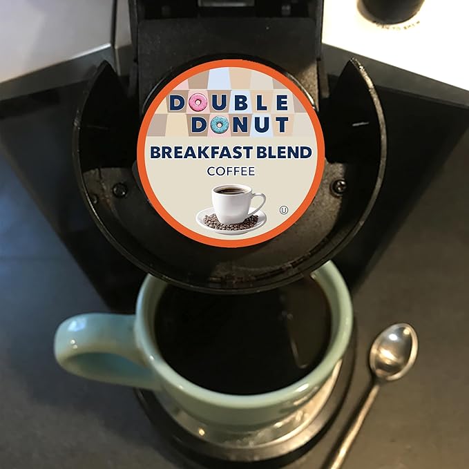 Double Donut Coffee Breakfast Blend Fresh Medium Roast Coffee SingleServe Pods for Keurig K Cup Brewer Machines 24 Capsules per Box