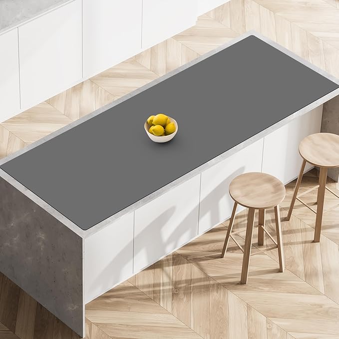 Silicone Mats for Kitchen Counter, 78.7''x 23.6'' (200cmx60cm) Largest Heat Resistant Counter Mat Kitchen Island Waterproof Thicken Non-slip Countertop Protector Mat, Dark Gray