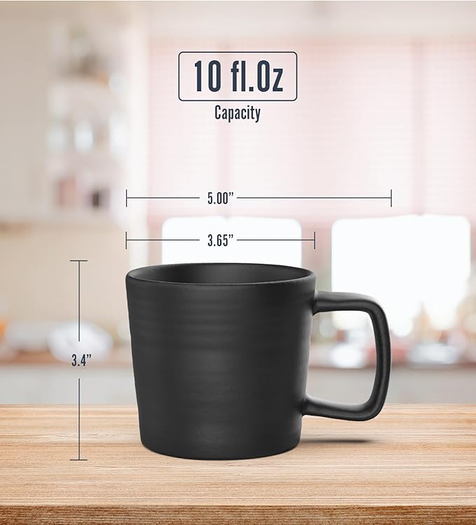 Pour Over Drip Coffee Maker Gift Set with Two Coffee Mugs, Non-Electric Pour Over Coffee Dripper, Easy Manual Brew Maker, Dishwasher and Microwave Safe, Filters not included (Black)