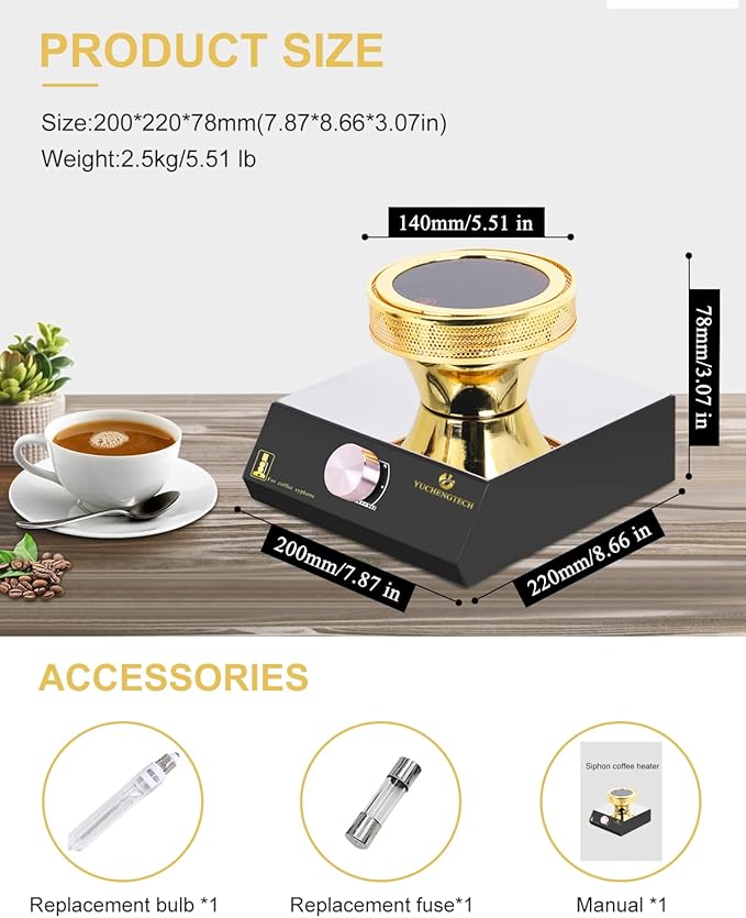 YUCHENGTECH Halogen Beam Heater Burner Smart Siphon Beam Heater for Hario Yama Syphon Coffee Maker (Only Stove) (220V)