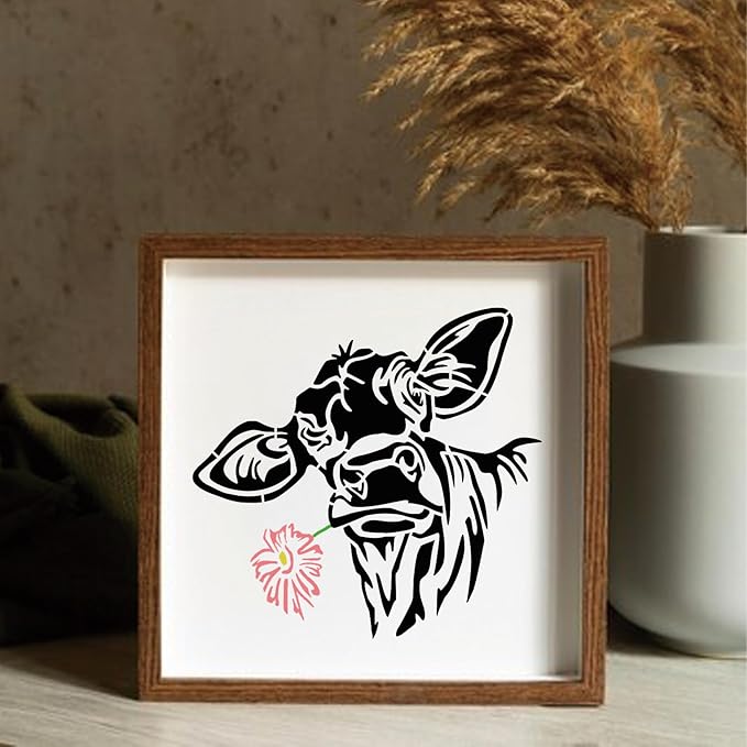 Leopard Print Cow Stencils - Reusable Animal Print Stencils for Painting, Wood Burning, DIY Art Craft on Fabric, Canvas, Furniture (11 Pieces)