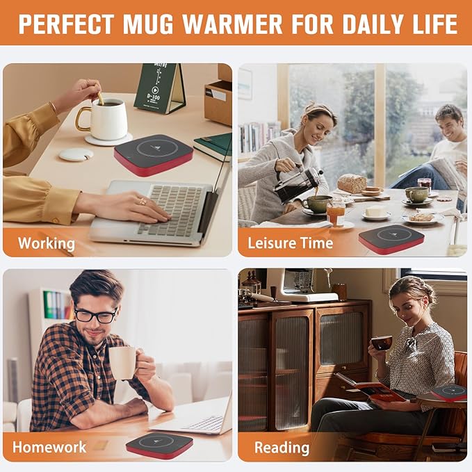 Coffee Mug Warmer - Gifts for Women - Fast Heating 16W Coffee Warmer with 3-Level Temperature Adjustment, 8H Auto Shut-Off, Small Gifts Cup Warmer Suitable for Coffee, Tea, Water, Milk, and Candle