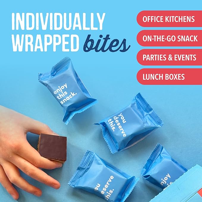 For Noshers Only - Peanut Butter Bites - Kosher Dairy Free Vegan Gluten Free Chocolate Peanut Butter Crispy Rice Treats - Vegan Dessert, Sweet Snack Packs - Individually Wrapped Snacks (Box of 8)