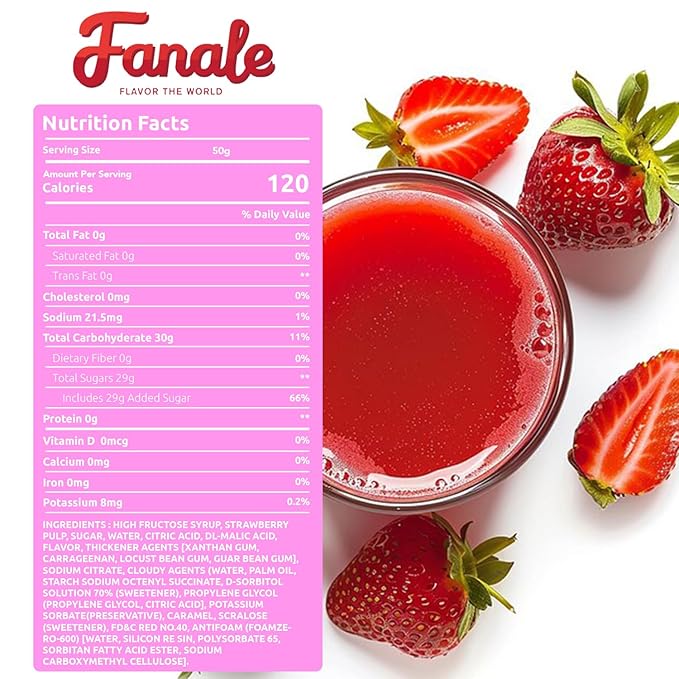 Fanale Premium Flavoring Concentrated Syrup for Bubble Tea | Strawberry Flavor Syrup | for Boba Tea, Smoothies, Slushes, Desserts | 5.5 pound |SRP501
