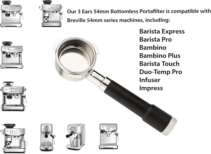 LILQ 54mm Spouted Portafilter Compatible with Breville Barista Express, Barista Pro, Bambino, and More – 18-20g basket included (WalnutV2Fusion, 54mm Double Spouts)
