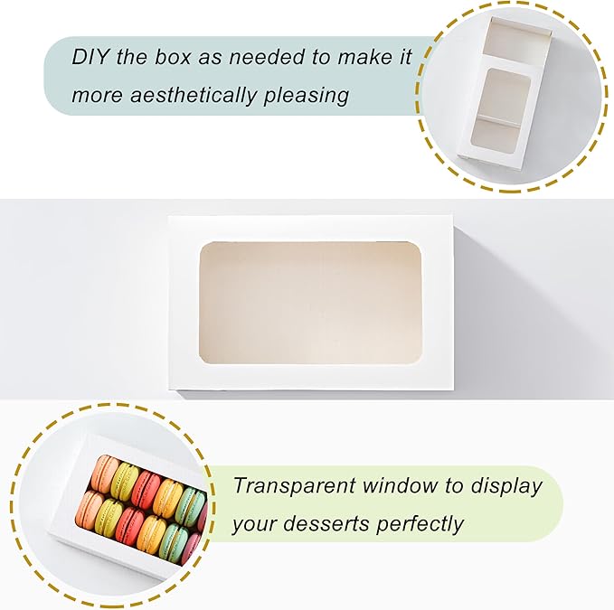 20PCS Macaron Boxes for 12,Chocolate Covered Strawberry Boxes with Window,Drawer Macaron Packaging Display for Strawberry Gift,Chocolate, Truffles,Desserts
