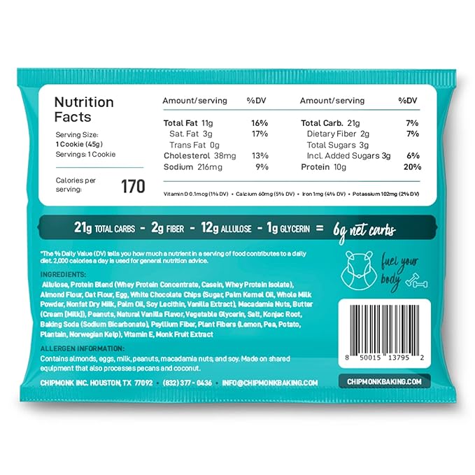 ChipMonk Baking, Variety Pack High Protein Cookies - Low Carb Diet Friendly Gym Snacks, Meal Replacement Cookie, Gluten-Free, Healthy Low Sugar Sweet Snack - Balanced Nutrition Baked Desserts for Energy