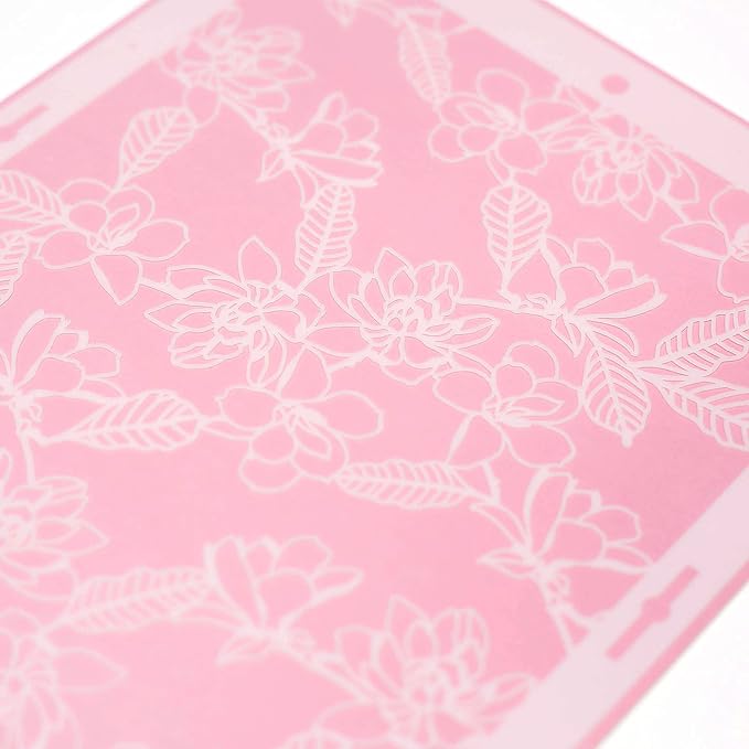 Floral Cake Stencil - Seamless Delicate Pattern for Decorating Tall Double Barrel Cake to Use with Buttercream, Royal Icing, Ganache, Paint, Airbrush (Magna)