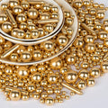 Twisweet Gold Pearl Rods Sprinkles, Edible Sugar Sprinkles for Cake Decorating Mix Size Candy Pearls for Baking Cake Topper Ice Cream Cupcake Cookie Dessert Decorations, Wedding Valentines Birthday Christmas Easter Mother's Day Supplies (130g/4.58oz)