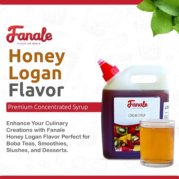 Fanale Premium Flavoring Concentrated Syrup for Bubble Tea 5.5 lb | Honey Logan Flavor Syrup | for Boba Tea, Smoothies, Slushes, Desserts | 5.5lb | SRP190