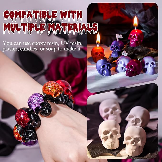 Halloween Resin Earrings Mold 3pcs Mini Skull Resin Jewelry Molds, Bat Pumpkin Coffin Silicone Mold for Earring Pendant Bracelet Keychain Making Kit DIY Epoxy Ornaments Holiday Gifts