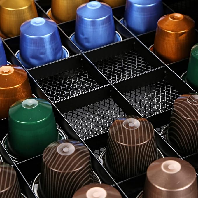 Capsule Drawer Coffee Pod Storage Compatible for Nespresso Support Metal Holder 60 Pcs