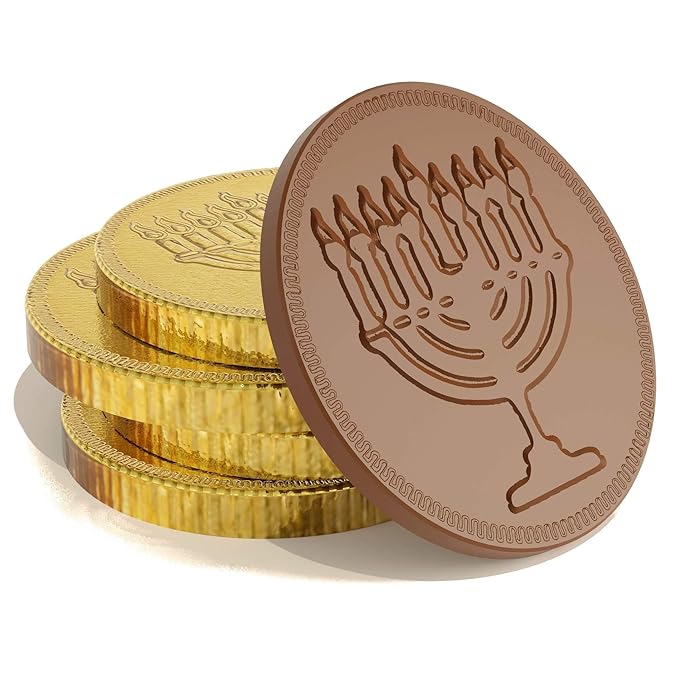 The Dreidel Company Chocolate Candy Milk Chocolate Coins, Gold Hanukkah Gelt, Made with Belgian Chocolate (25 Coins)
