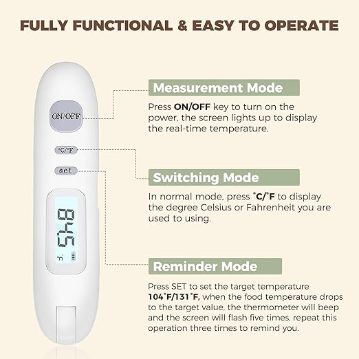 Meat Thermometer Digital - Instant Read Food Thermometer for Cooking Grilling Air Fryer Griddle Probe Kitchen Gadgets Essentials BBQ Grill Smoker Oil Fry Candy Turkey Instant Read Thermometer